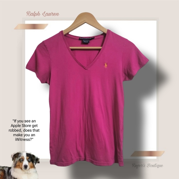 ๐ฟ Ralph Lauren Sport Women's Small Magenta Pink V- Neck Tee - Picture 9 of 11